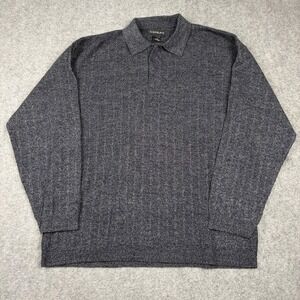 Adolfo Sweater Polo Mens XLT Gray Long Sleeve Preppy Textured Knit Pullover Tall